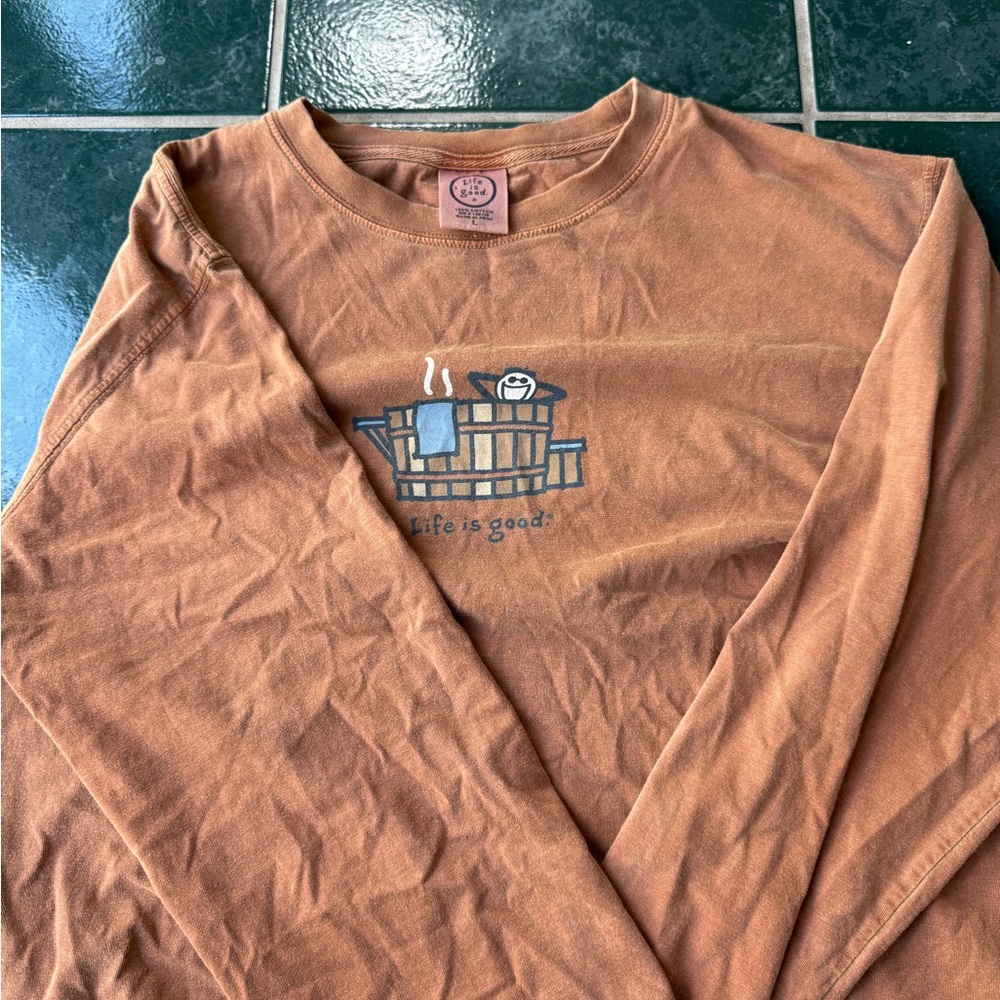 Life Is Good Tan Long Sleeve Tee